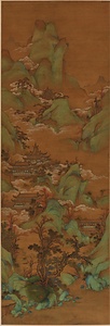 倣趙孟頫楼閣山水図軸 ほうちょうもうふろうかくさんすいず