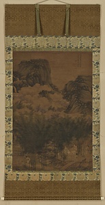 竹裡泉声図軸