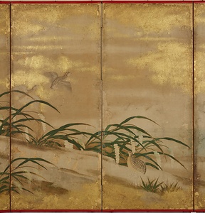 粟穂鶉図屏風 あわほうずらずびょうぶ