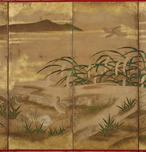 粟穂鶉図屏風 あわほうずらずびょうぶ