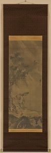 人物山水図軸