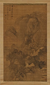 秋山観瀑図軸 しゅうざんかんばくずじく