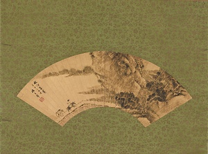 秋郊策蹇図扇面 しゅうこうさくけんずせんめん