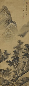 摸董源渓亭林影図軸 もとうげんけいていりんえいずじく