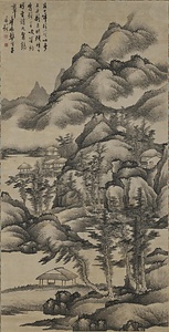 雲嶺残曛図軸