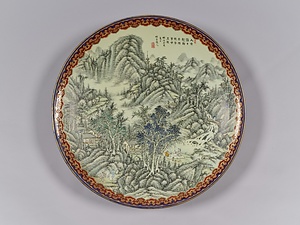 色絵山水図大皿
