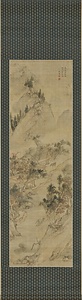 載菊舟行図軸