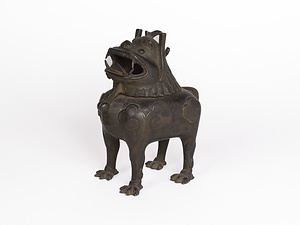 古銅　獅子中香爐