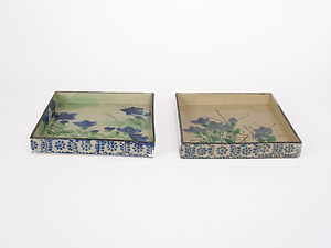 草花絵　四方皿