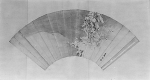 牡丹図扇面 