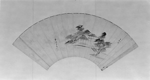 牡丹図扇面 