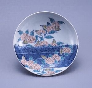 鍋島色絵紫陽花文皿 なべしまいろえあじさいもんさら