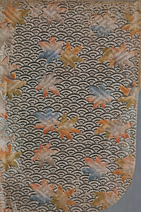 白地青海波紅葉模様摺箔 しろじせいがいはもみじもようすりはく
