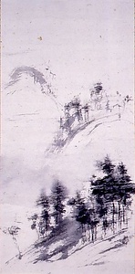 水墨時雨風景図