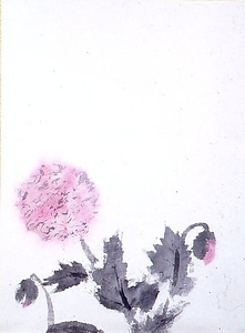 水墨淡彩芥子図