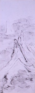 水墨山雲風景図