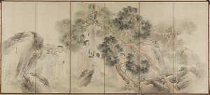 桃李園夜宴・西園題石図屏風 とうりえんやえん　せいえんだいせきずびょうぶ