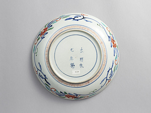 色絵花盆図唐花文皿 いろえかぼんずからはなもんざら