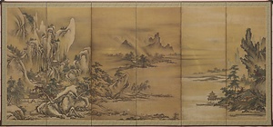 春夏耕作・秋冬山水図屏風 しゅんかこうさく・しゅうとうさんすいずびょうぶ