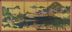 南蛮船駿河湾来航図屏風 なんばんせんするがわんらいこうずびょうぶ