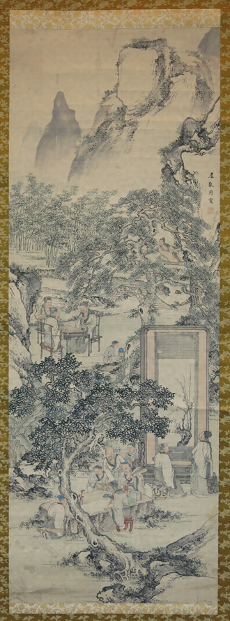 紙本墨画淡彩琴棋書画図 文化遺産オンライン