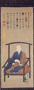 絹本墨画淡彩亮香紫巌画像