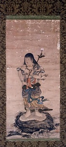 絹本著色地蔵菩薩及び二童子像図 けんぽんちゃくしょくじぞうぼさつおよびにどうじぞうず