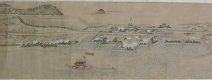 紙本著色小浜城下蘇洞門景観図巻