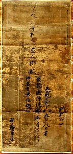 絹本著色親鸞聖人像　附　裏書 けんぽんちゃくしょくしんらんしょうにんぞう　つけたり　うらがき