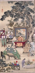 絹本著色琴棋書画図