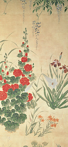 百花百草図屏風 ひゃっかひゃくそうずびょうぶ