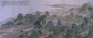 富士遠望・寒霞溪図 