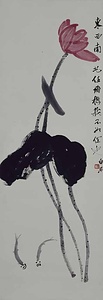 紅蓮遊魚図（蓮花と魚）