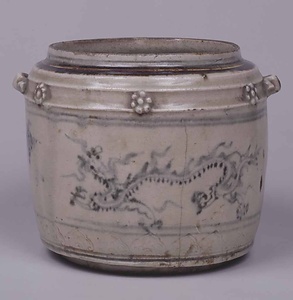 安南染付龍文太鼓胴水指