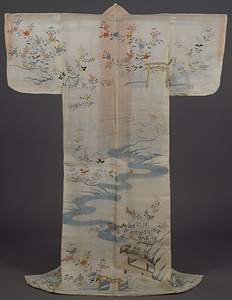 帷子 白麻地野宮秋景文様