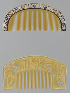 青海波金透彫鼈甲櫛