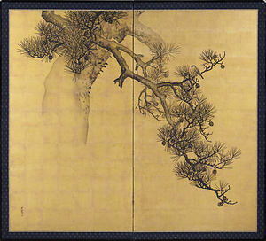 老松小禽図