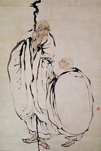 倚杖羅漢図