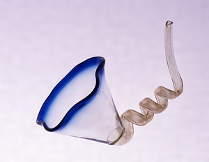 藍縁弦朝顔ガラス盃　