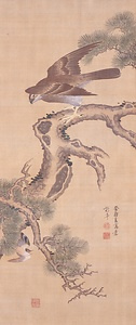 松鷹小禽図