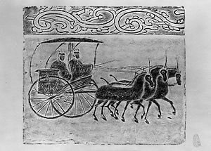 四川漢代画像磚拓本 軺車騎駕