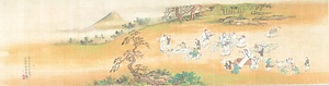 栗山堂餞莚詩画巻　1）「甲子七月十六日対嶽楼宴集当日真景如此」