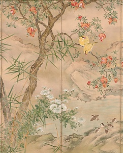 四季花鳥図屏風 しきかちょうずびょうぶ