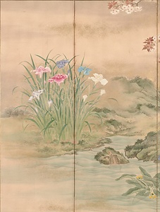 四季花鳥図屏風 しきかちょうずびょうぶ