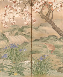 四季花鳥図屏風 しきかちょうずびょうぶ