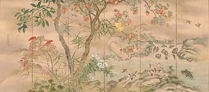 四季花鳥図屏風 しきかちょうずびょうぶ