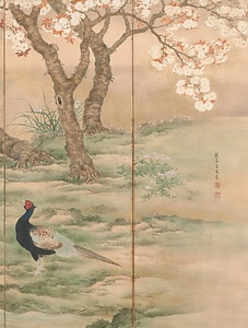 四季花鳥図屏風 しきかちょうずびょうぶ