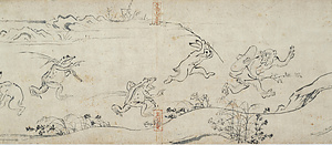 紙本墨画鳥獣人物戯画