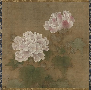 絹本著色紅白芙蓉図