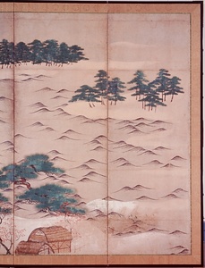 紙本著色浜松図〈／六曲屏風〉 